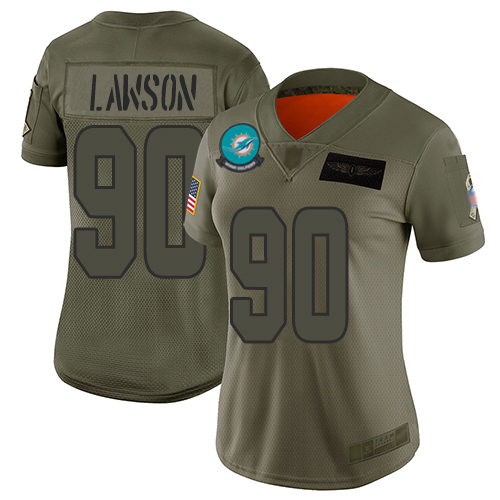 Nike Miami Dolphins #90 Shaq Lawson Camo Women Stitched NFL Limited 2019 Salute To Service Jersey